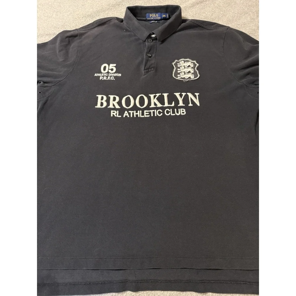 Polo Ralph Lauren Shirt Mens Size 2XL Black Brooklyn Althletic Club #5 Rugby